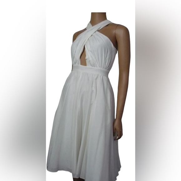Catherine Malandrino Bleach White Annabeth Crisscross Silk Dress size 4 - Picture 5 of 15